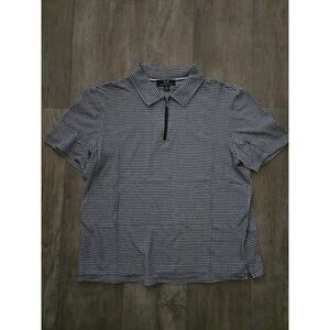 MAGASCHONI Men Black & White Short Sleeve Knit Textured Polo Size L Quiet Luxury